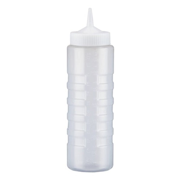 Vollrath Vollrath Color Mate 4924-13 Clear Ridged Wide Mouth Single Tip Squeeze Bottle 24 Oz