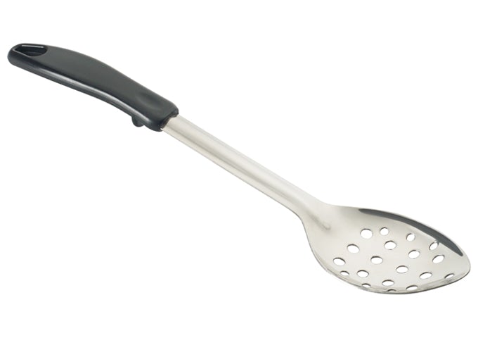 Winco BHPP-13 13" Stainless Steel Perforated Basting Spoon With Black Handle