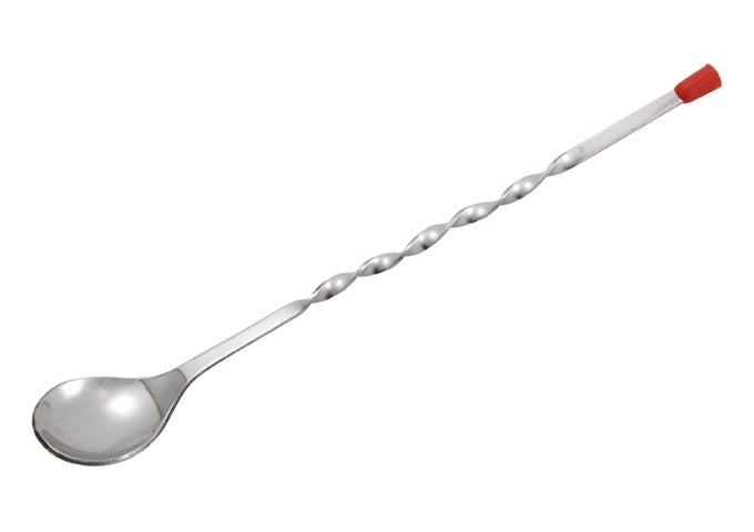 Winco BPS-11 11" Stainless Steel Bar Spoon with Red Knob