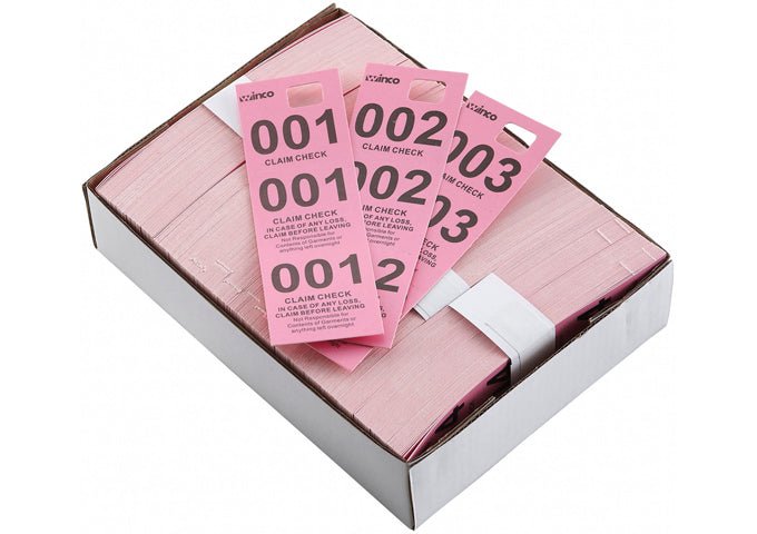 Winco CCK-5PK Pink 3 Part Coat Check Tickets