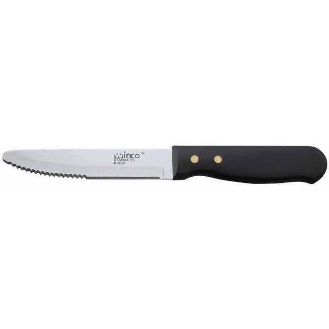 Winco K-85P 5" Jumbo Stainless Steel Steak Knife 12/Pack