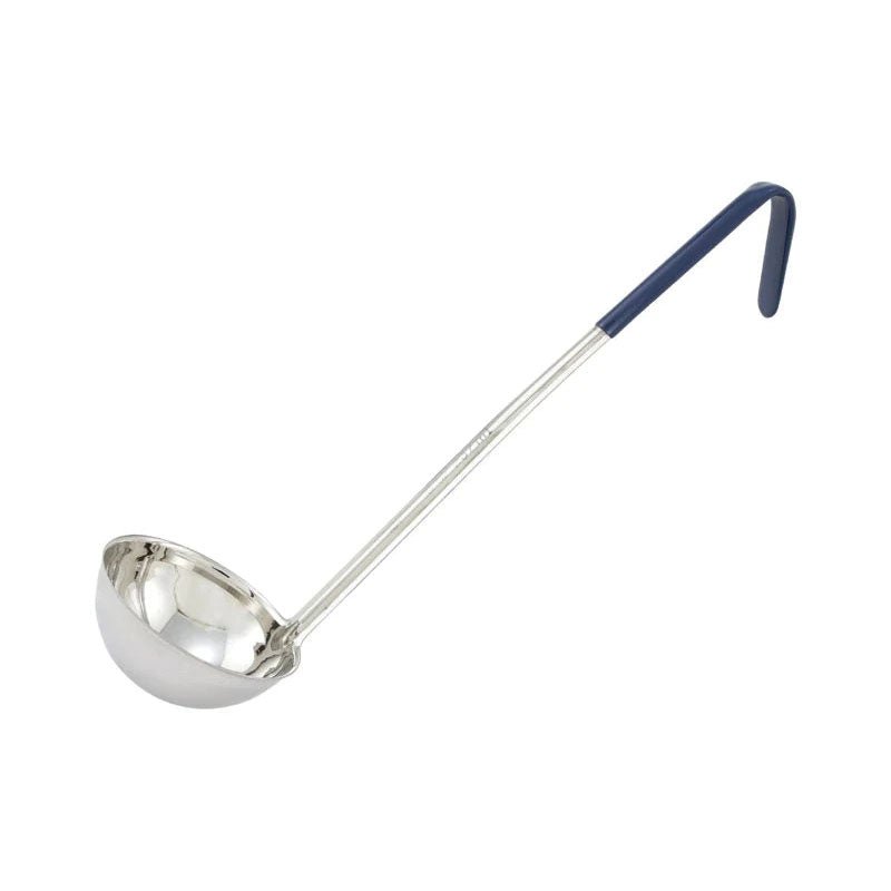 Winco LDC-8 Blue One-Piece Stainless Steel Ladle 8 oz
