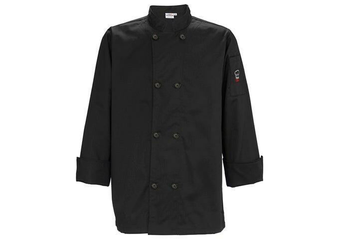 Winco UNF-6KXL Men's Black Tapered Fit XL Chef Jacket Winco