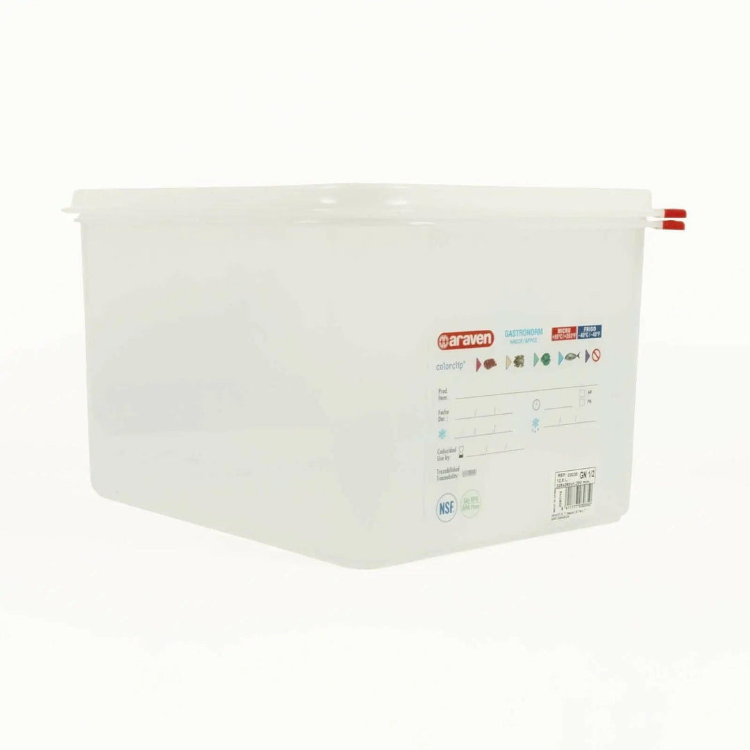 Araven 03035 1/2 Size 13.2 Quart 8" Food Pan with Airtight Lid Araven