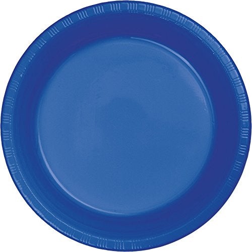 10" Round Cobalt Blue Plastic Plates