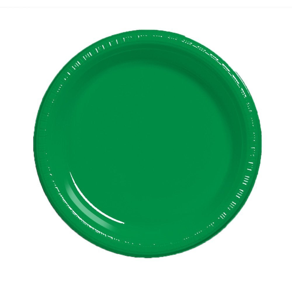 10" Round Emerald Green Plastic Plates