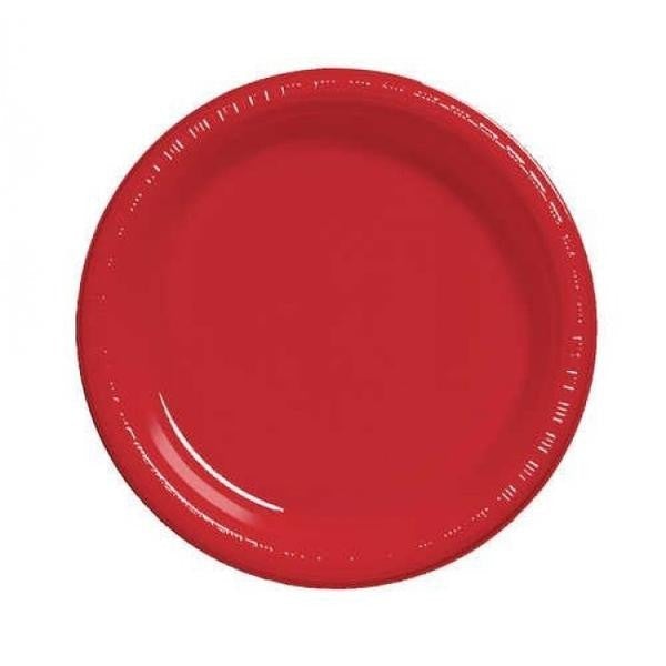 10" Round Red Plastic Plates