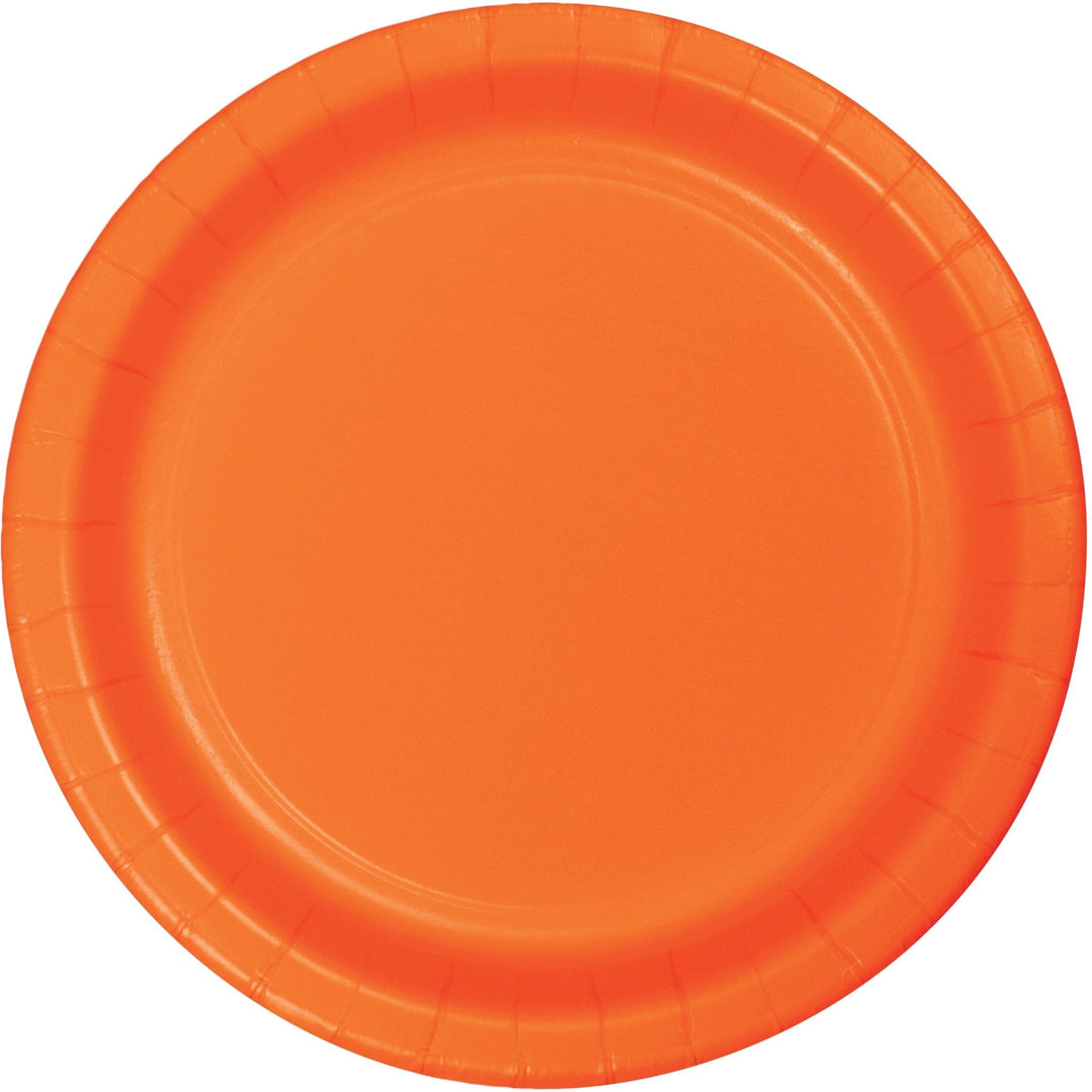10" Round Sunkissed Orange Paper Plates