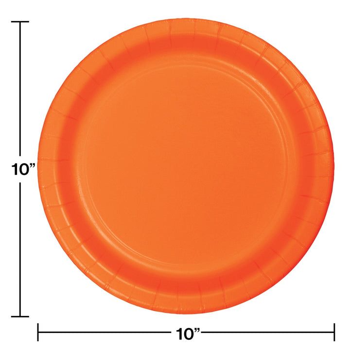 10" Round Sunkissed Orange Paper Plates