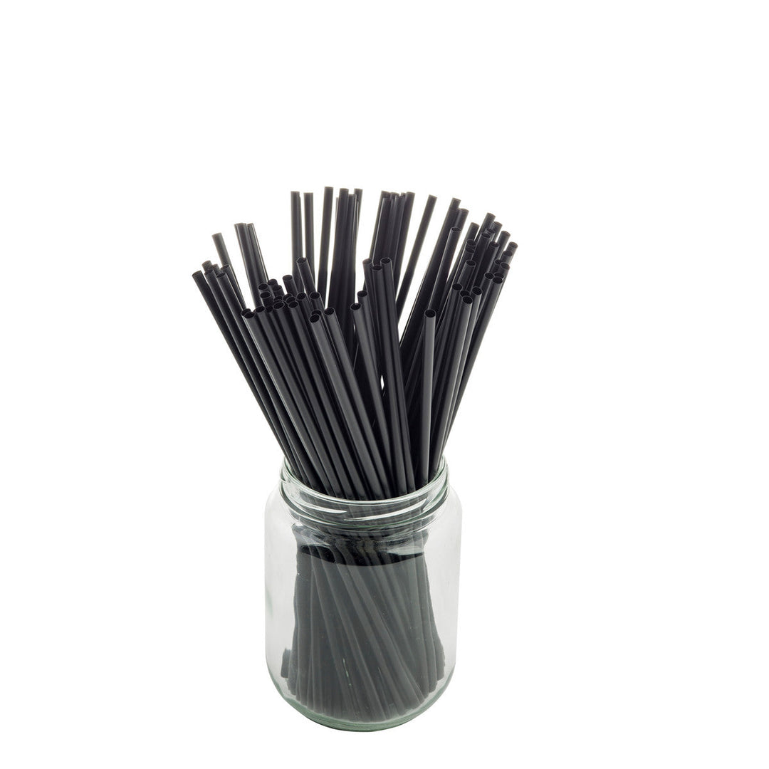 Tablecraft 100106 Unwrapped Black Plastic Straws 7.75" Tablecraft
