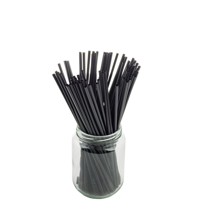 Tablecraft 100106 Unwrapped Black Plastic Straws 7.75" Tablecraft