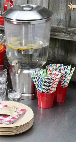 Tablecraft 5.75" Wrapped Sip Stick Black W/White Stripe Tablecraft