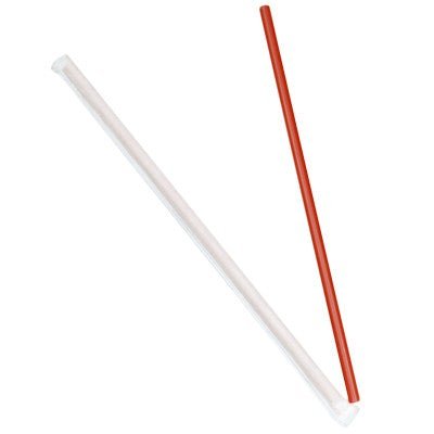10.25" Wrapped Giant Red Straws 1200/Case