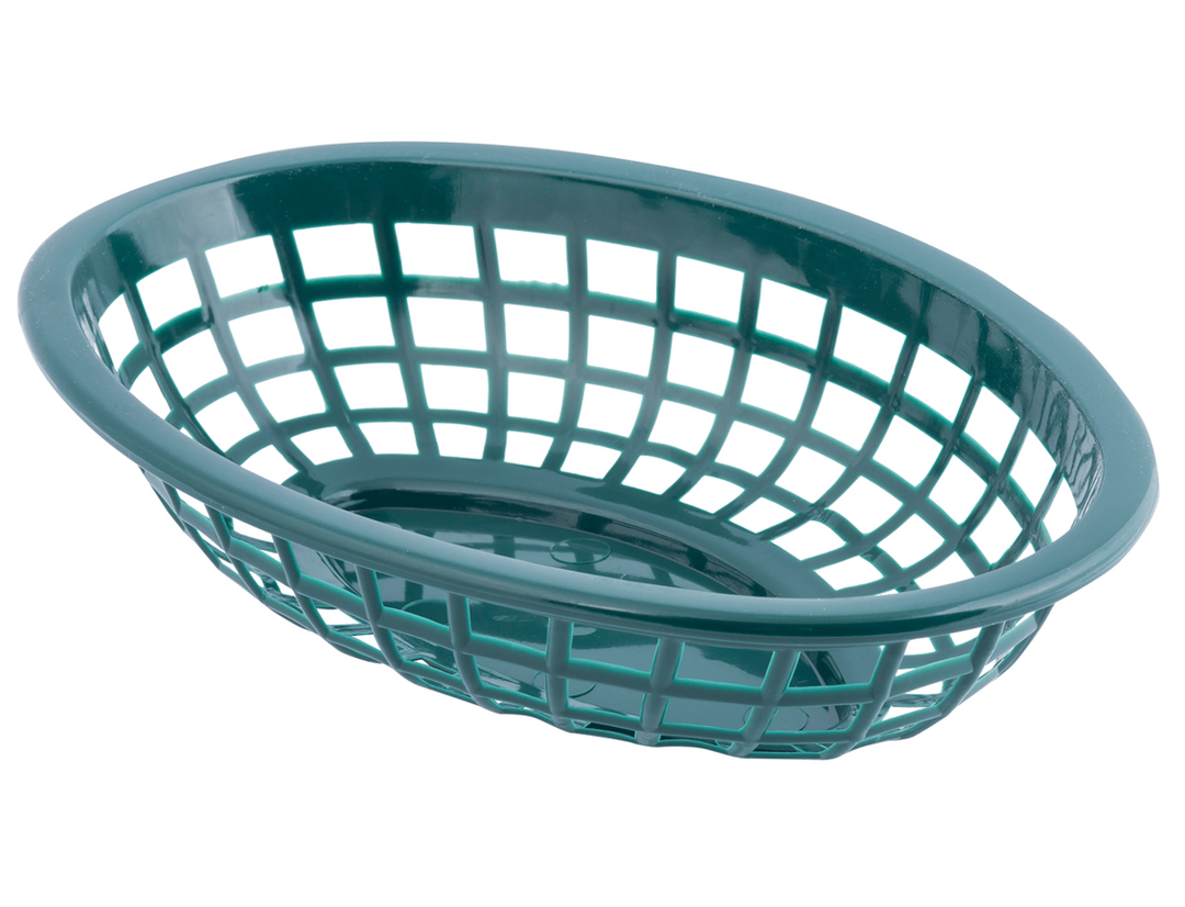 Tablecraft 1071FG 8" Oval Forrest Green Plastic Basket Tablecraft
