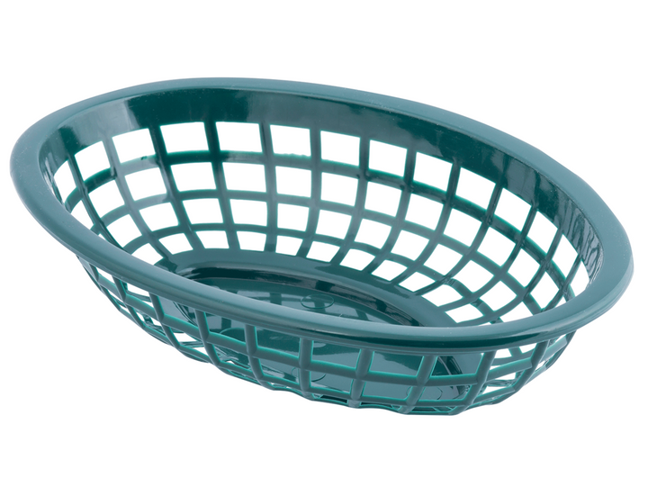 Tablecraft 1071FG 8" Oval Forrest Green Plastic Basket Tablecraft