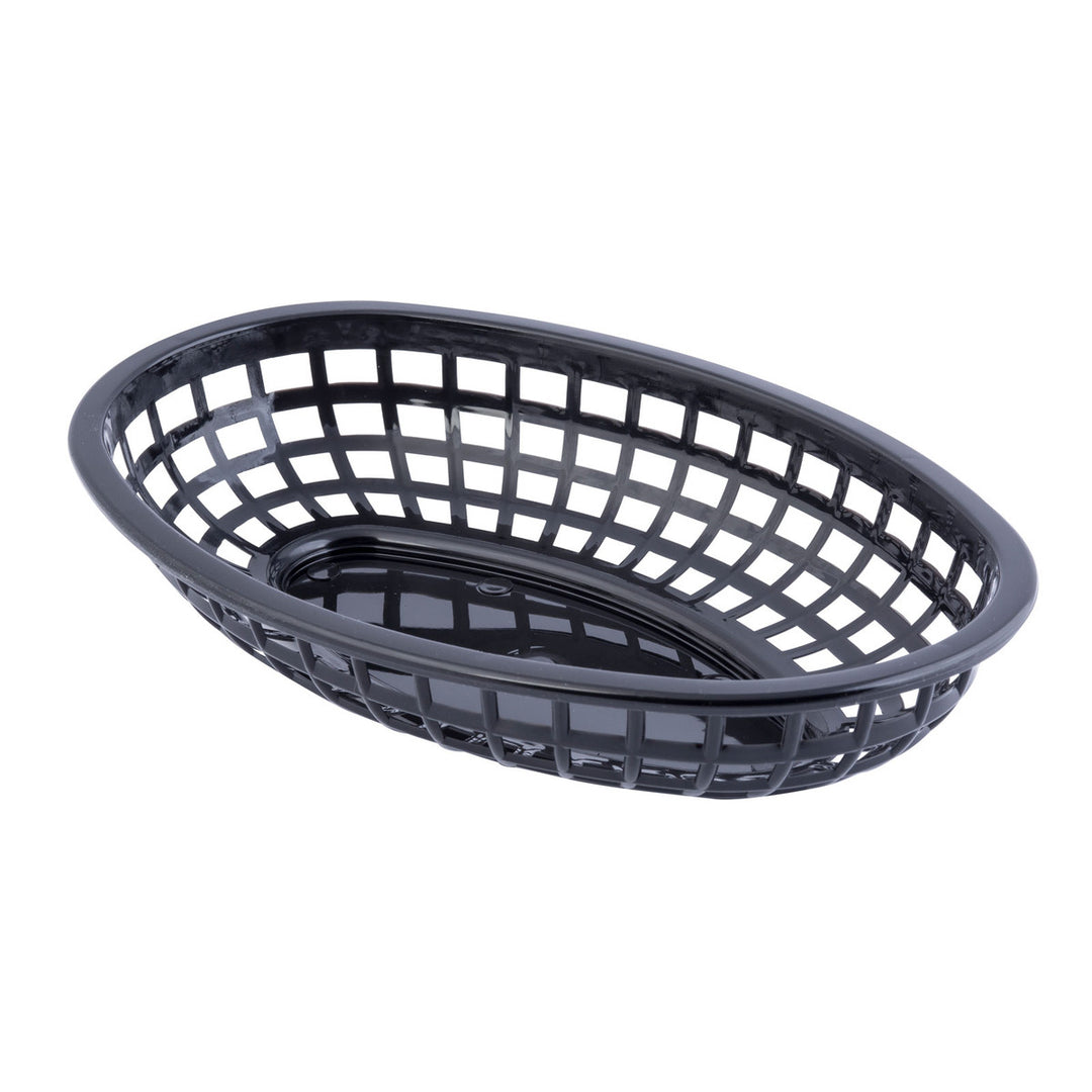 Tablecraft 1074BK 9" Oval Black Plastic Basket