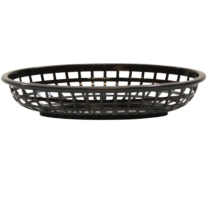 Tablecraft 1074BK 9" Oval Black Plastic Basket