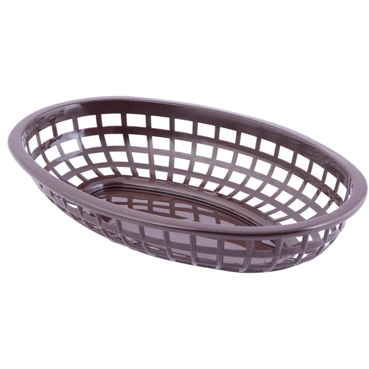 Tablecraft 1074BR 9" Oval Brown Plastic Basket Tablecraft