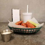 Tablecraft 1074FG 9" Oval Forest Green Plastic Basket