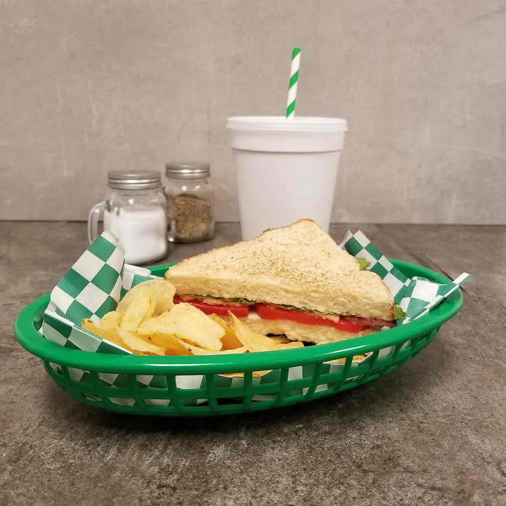 Tablecraft 1074G 9" Oval Green Plastic Basket Tablecraft