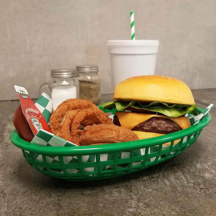 Tablecraft 1074G 9" Oval Green Plastic Basket Tablecraft