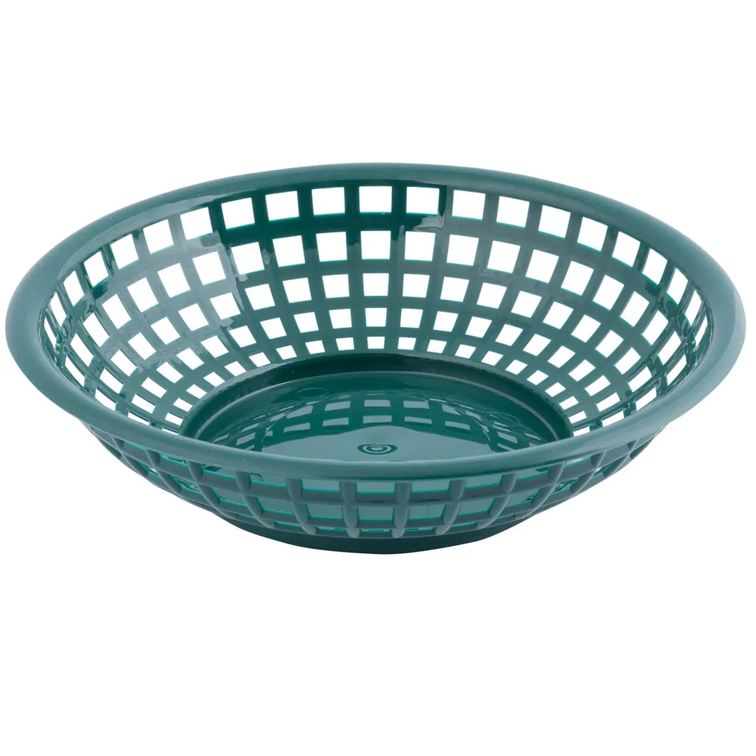 Tablecraft 1075FG 8" Round Forest Green Plastic Basket Tablecraft