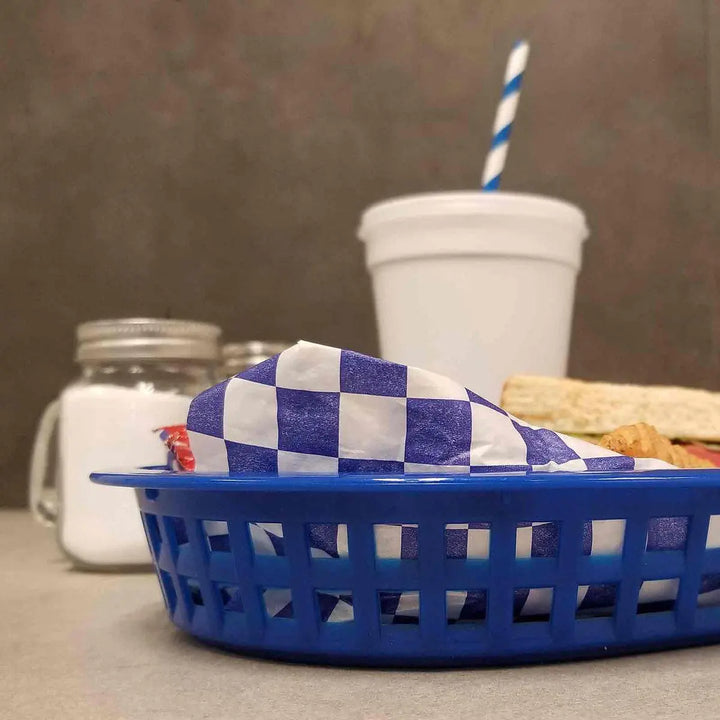 Tablecraft 1076BL 10" Oval Blue Plastic Basket Tablecraft