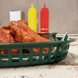 Tablecraft 1076FG 10" Oval Forest Green Plastic Basket