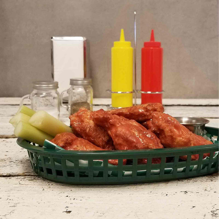 Tablecraft 1076FG 10" Oval Forest Green Plastic Basket