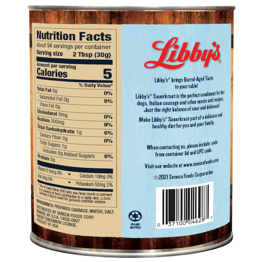 Libby's Crispy Sauerkraut 99 oz  (#10 Can)