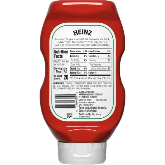 Heinz 20 oz Tomato Ketchup (Upside Down Plastic Bottle) Heinz