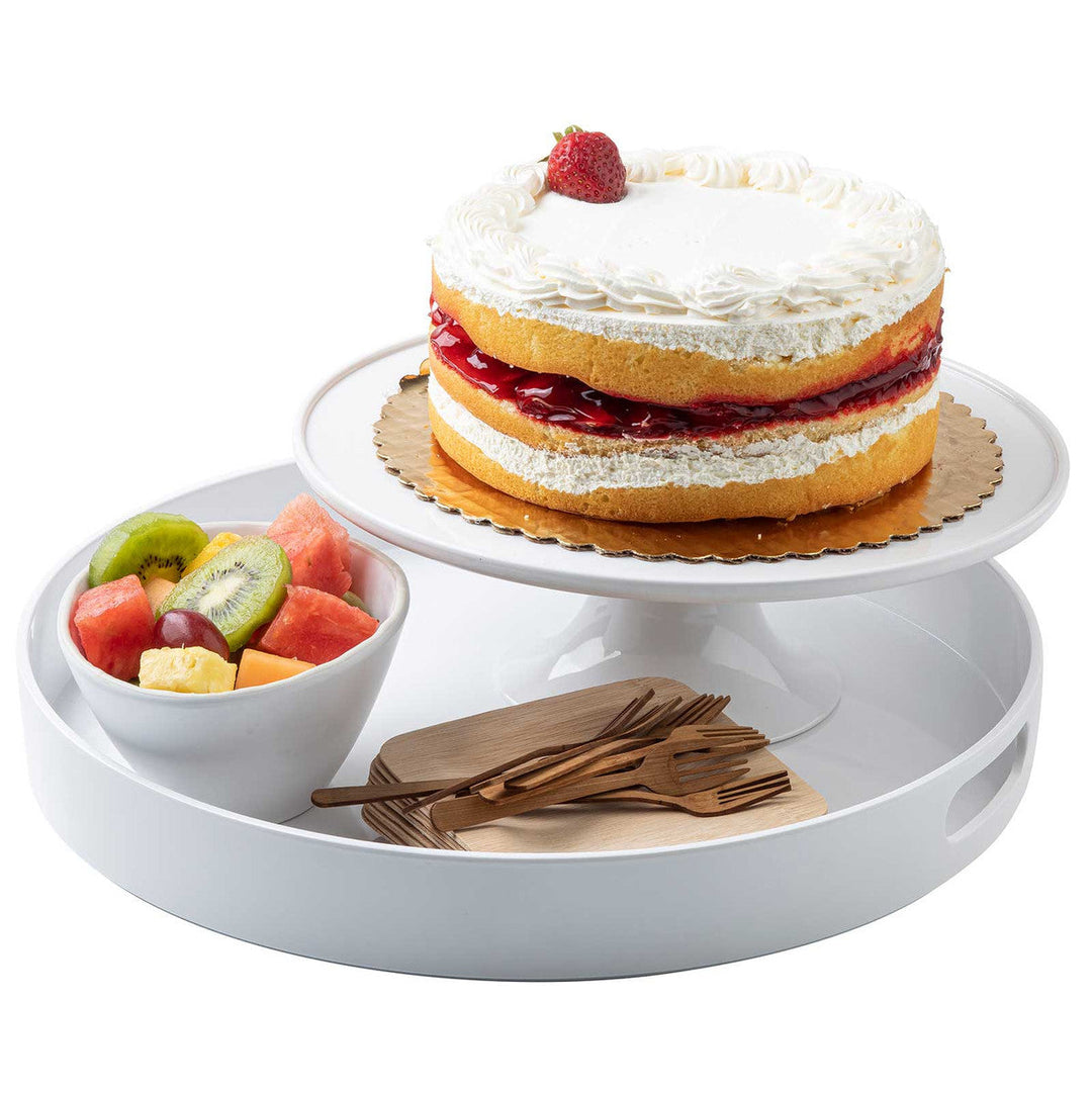 Tablecraft 11489 White Round Melamine 11.5" Cake Stand Tablecraft