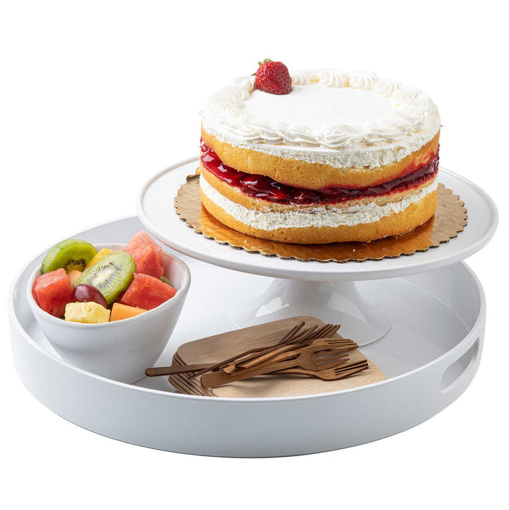 Tablecraft 11489 White Round Melamine 11.5" Cake Stand Tablecraft
