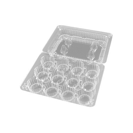 12-Cup Clear Hinged Plastic Cupcake Containers