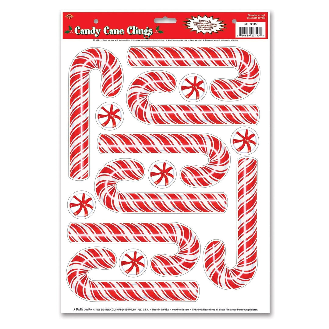 Beistle 12" X 17" Candy Cane Window Clings Beistle