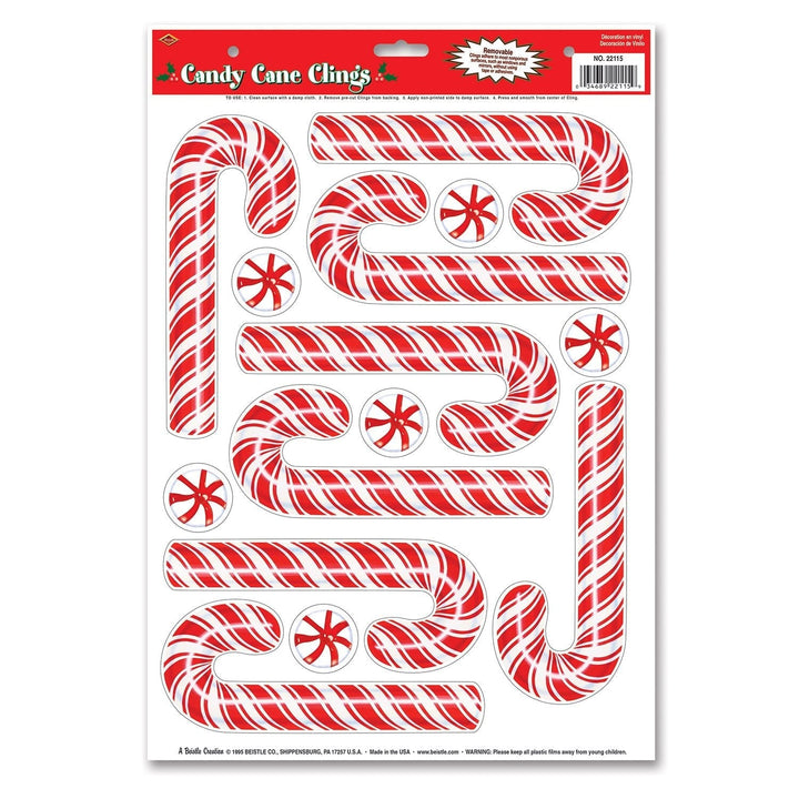 Beistle 12" X 17" Candy Cane Window Clings Beistle