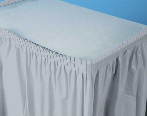 14' X 29" Silver Plastic Table Skirts