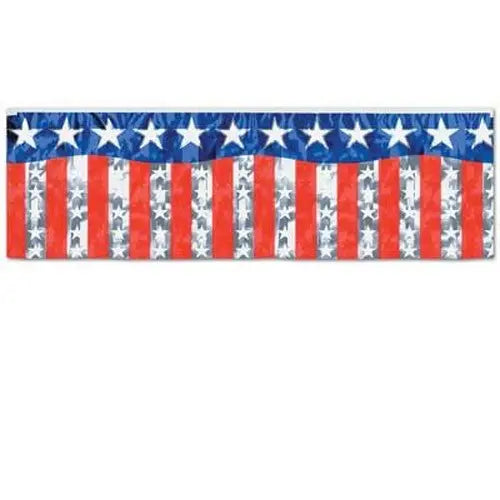 Beistle 14" X 4' Metallic Stars & Stripes Fringe Banner (55500) Beistle