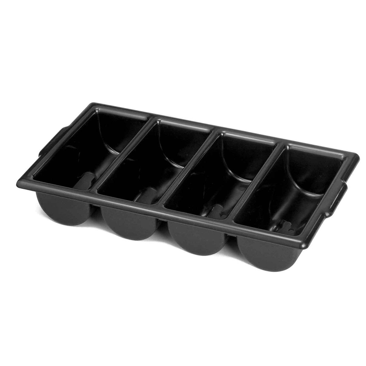 Tablecraft 1524B 4-Compartment Black Cutlery Box - ShopAtDean