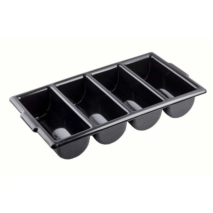 Tablecraft 1524B 4-Compartment Black Cutlery Box Tablecraft