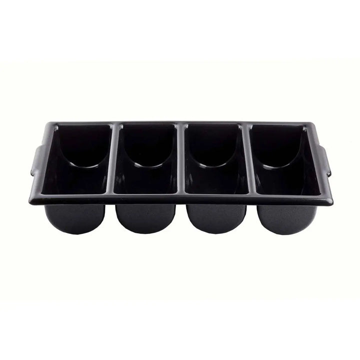 Tablecraft 1524B 4-Compartment Black Cutlery Box Tablecraft