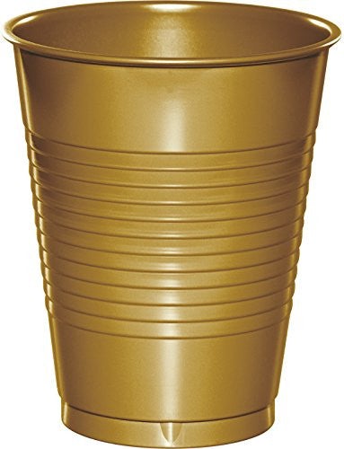 16 Oz Glittering Gold Disposable Plastic Cups