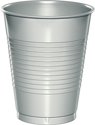 16 Oz Shimmering Silver Disposable Plastic Cups