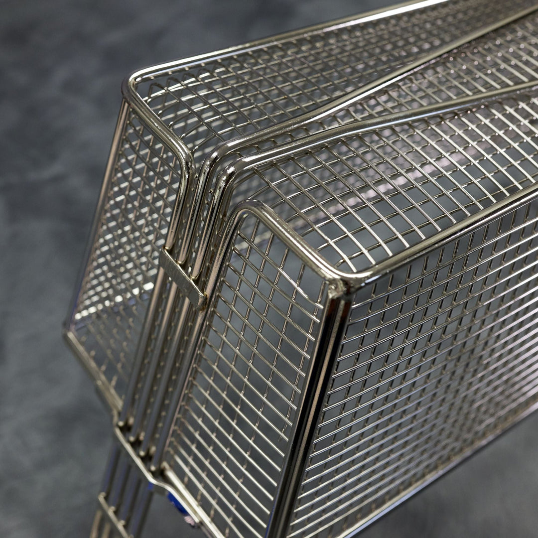 Winco FB-20 Standard Front Hook Fry Basket - Blue Handle Winco