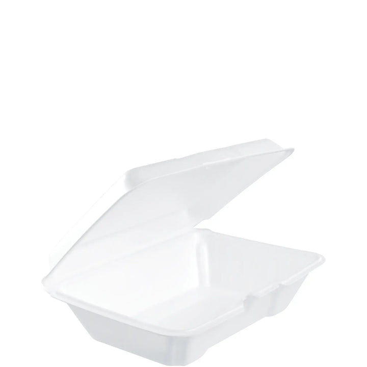 Dart 205HT1 9x6x3 All Purpose White Foam Hinged Lid Containers Dart