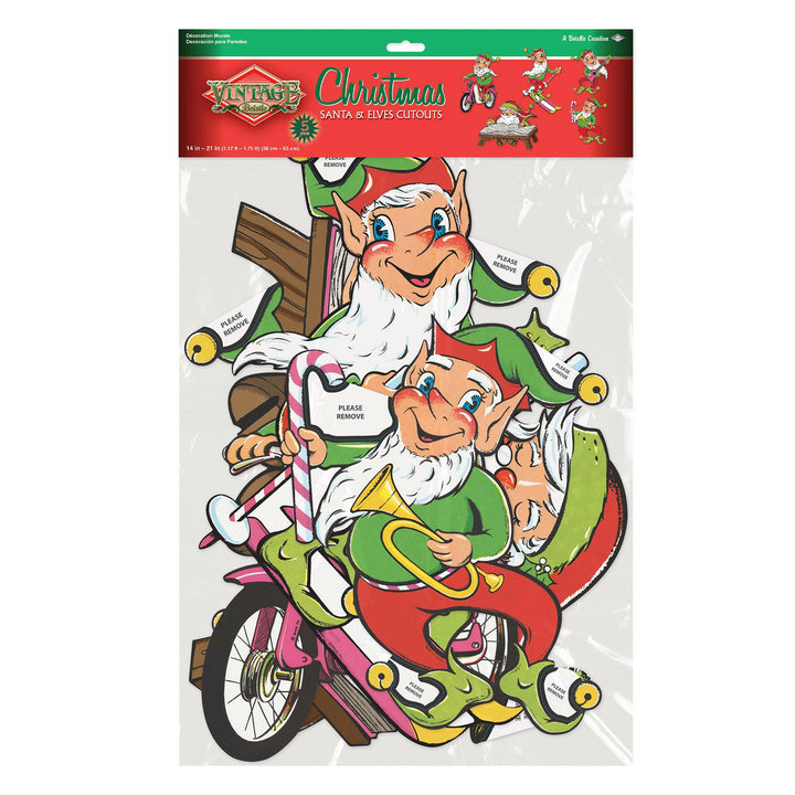Beistle 20663 Vintage Christmas Santa & Elves Cutouts 5 Pack Beistle