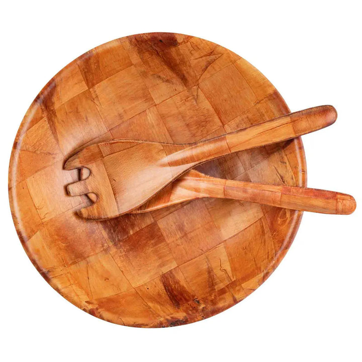 Tablecraft 212 12" Round Woven Wood Bowl Tablecraft