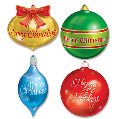 Beistle 22826 Christmas Ornament Cutouts 12.5" - 17"