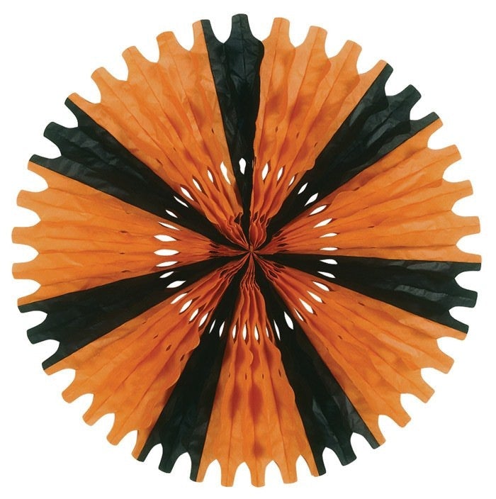 25" Orange Black Tissue Fan