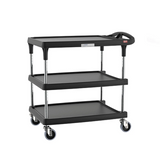 Metro MY1627-34BL myCart Plus Series 3-Shelf Height-Adjustable Utility Cart, Black